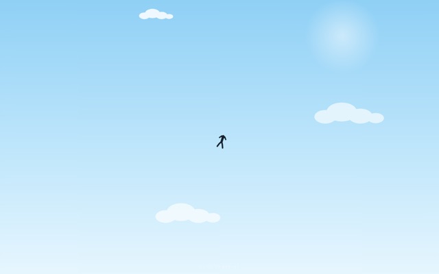 Freefall · smooth vector skydiver against blue sky