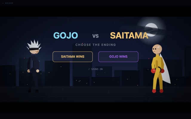 Gojo vs Saitama, choose the ending screen